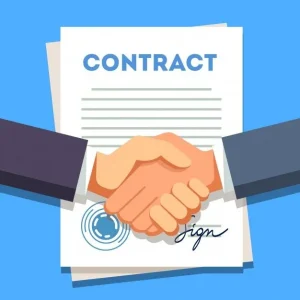 Free Vector Business man shaking hands over a signed contract 11zon