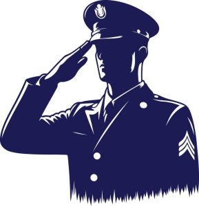 The Saluting Silhouette of a Soldier in the Evening Light